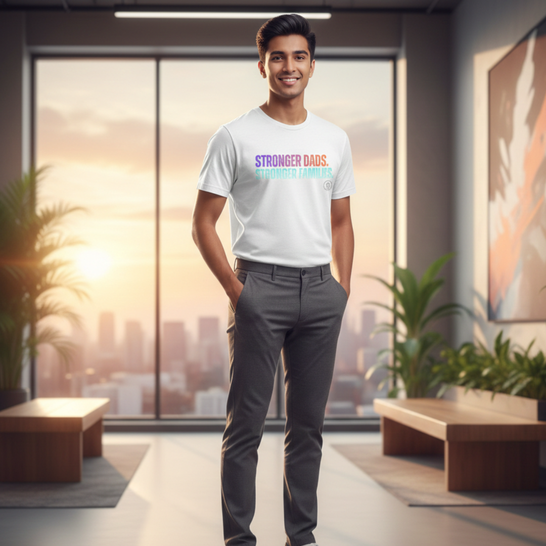 Youth Tee — "Stronger Dads. Stronger Families." Pastel Gradient Kids Shirt