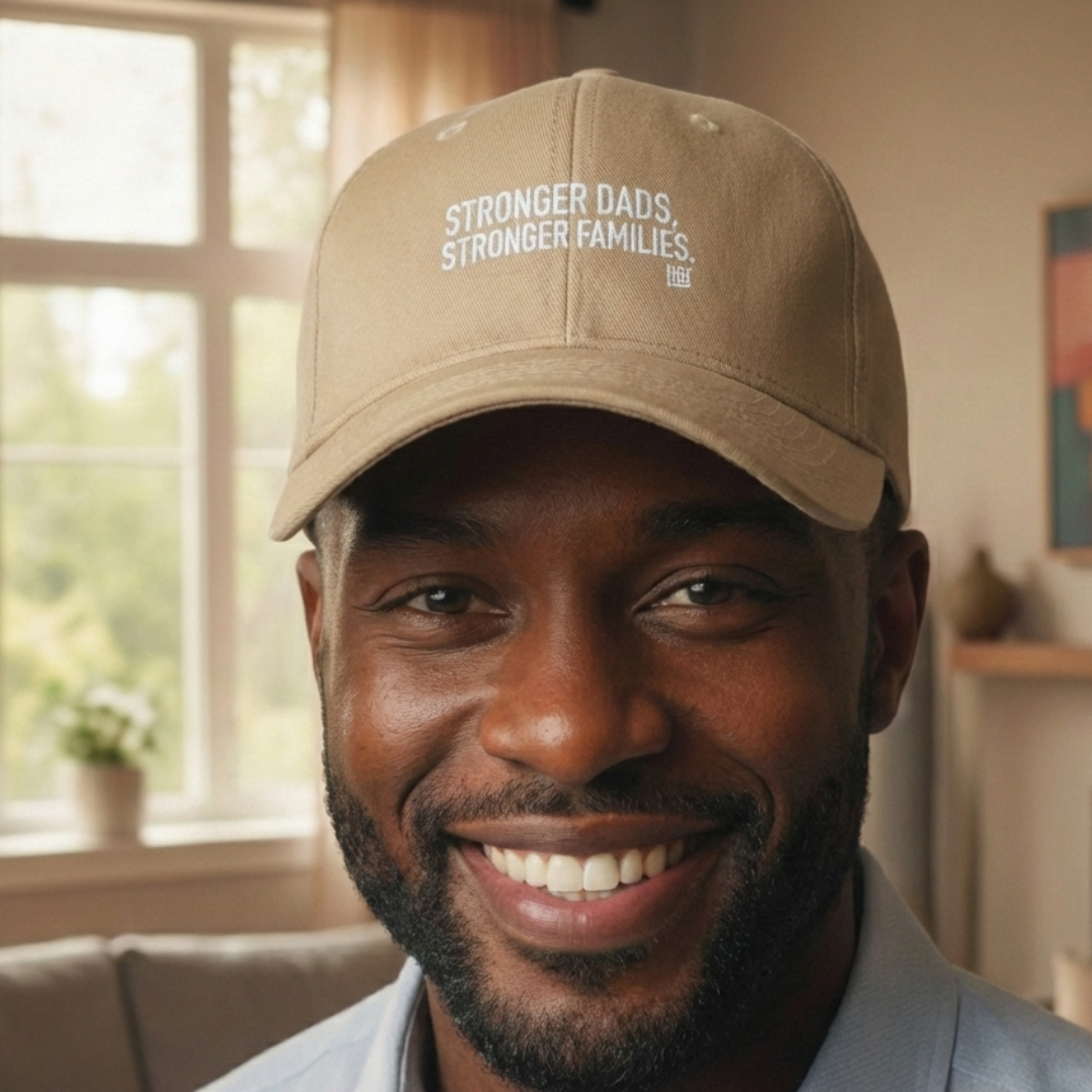 Dad Strength Baseball Cap — "Stronger Dads, Stronger Families." Red Low-Profile Hat