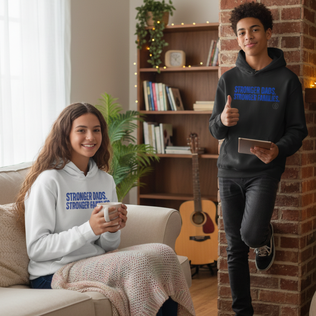 Youth Hoodie - "Stronger Dads. Stronger Families." Inspirational Kid’s Pullover