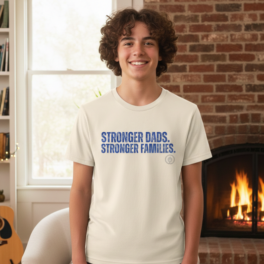 Youth Tee — "Stronger Dads. Stronger Families." Inspirational Kids T‑Shirt for Father’s Day & Family Events