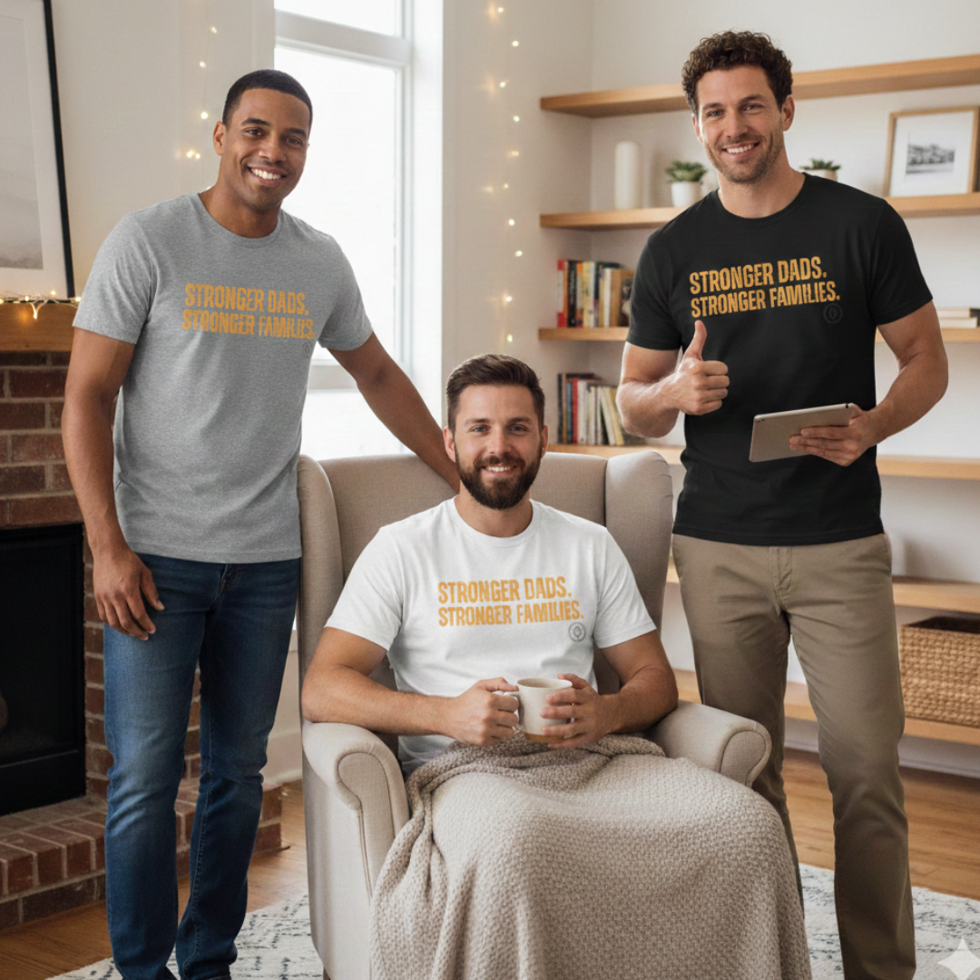 Strong Fathers T-Shirt — “Stronger Dads. Stronger Families.” Supportive Fatherhood Tee