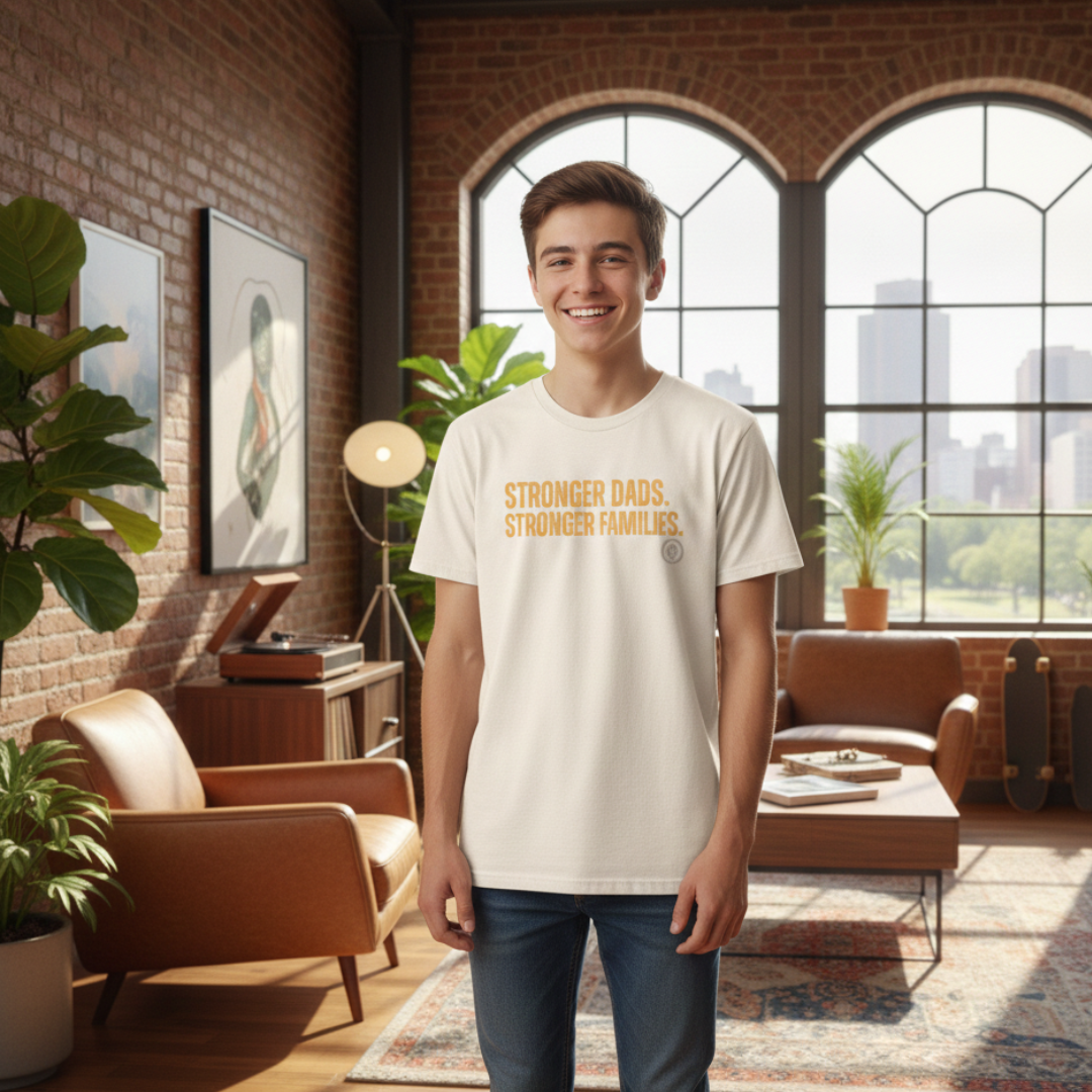 Youth Tee – "Stronger Dads, Stronger Families." Inspirational Kids Shirt for Father's Day & Family Support