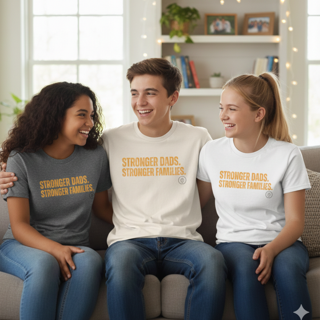 Youth Tee – "Stronger Dads, Stronger Families." Inspirational Kids Shirt for Father's Day & Family Support