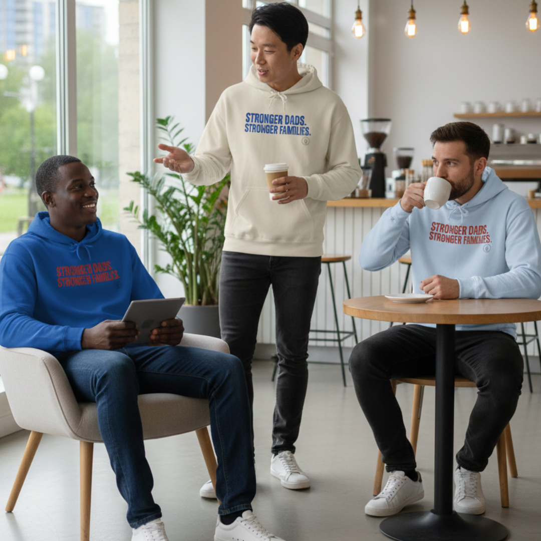 Hoodie — "Stronger Dads. Stronger Families." Crewneck Hoodie | Fatherhood Advocacy Gift