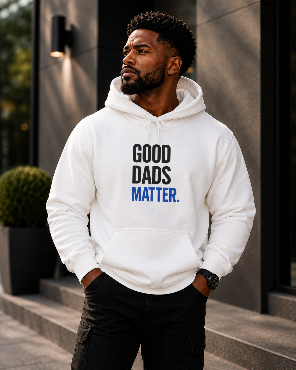 Good Dads Matter Black & Blue Adult Hoodie