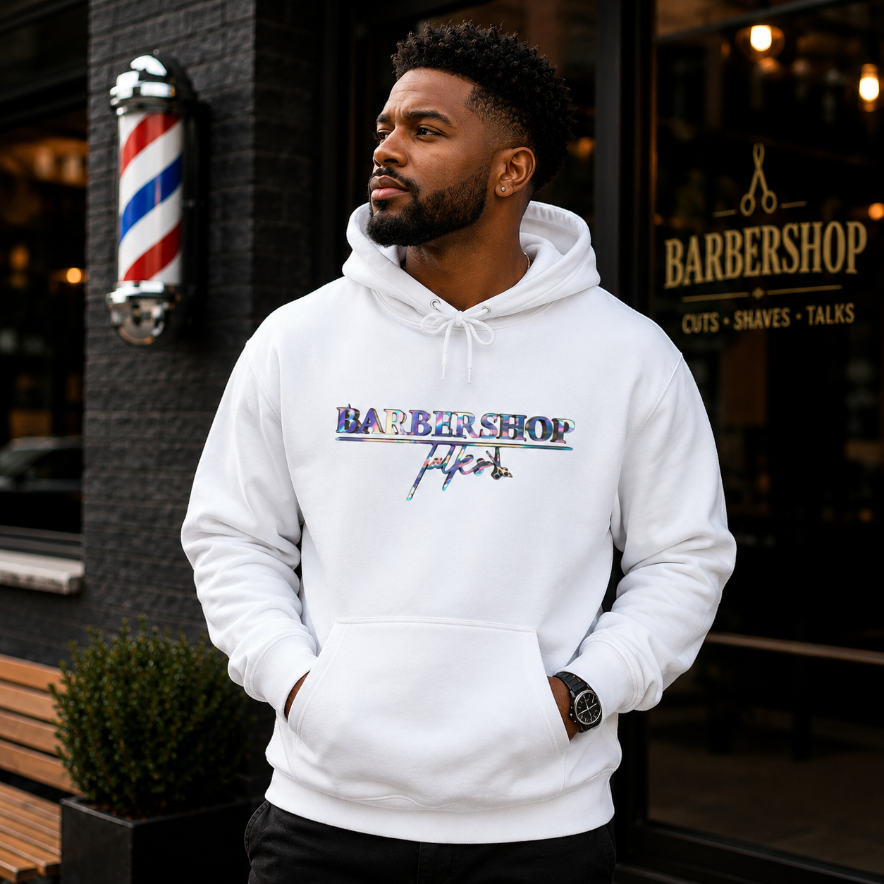 Barbershop Talks Multi Color Adult  Hoodie