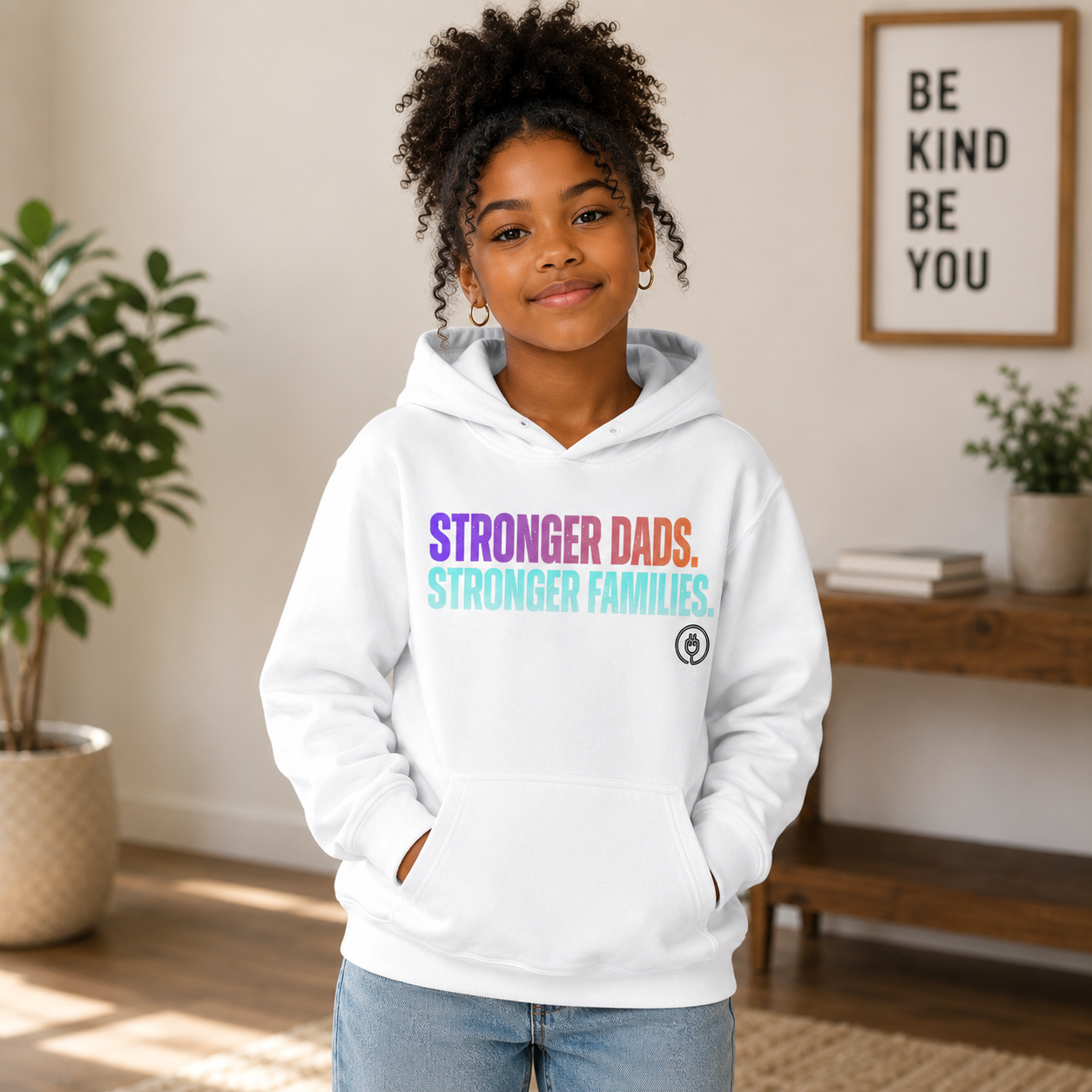 Stronger Dads. Stronger Families. Youth Pastel Hoodie