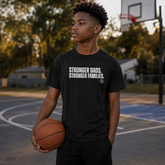Stronger Dads. Stronger Families Youth Tee White Letters